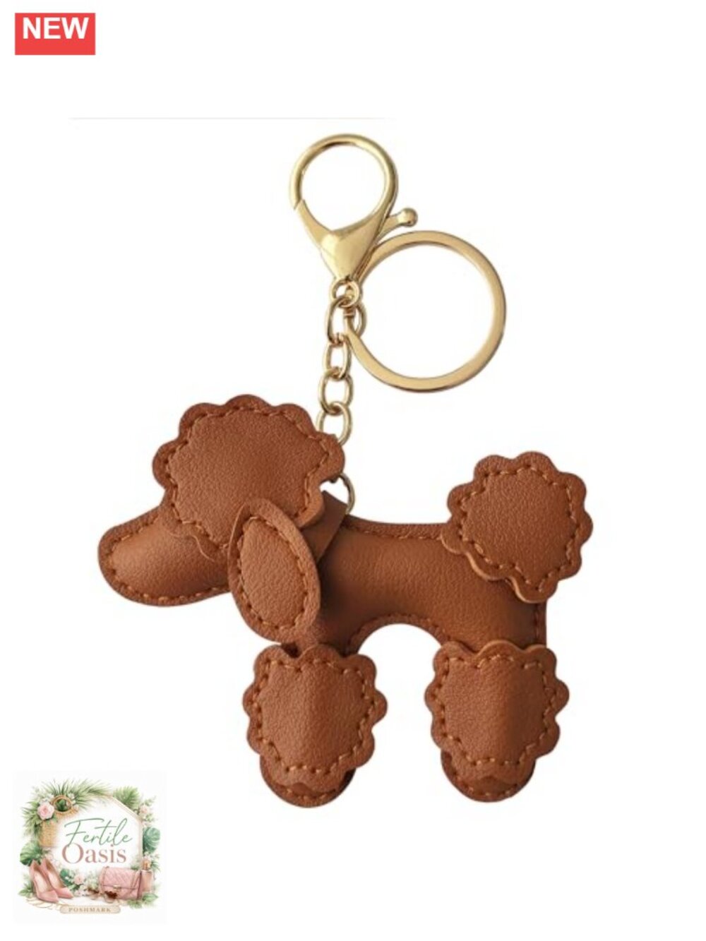Teddy Dog Bag Charm Purse Keychain Faux Leather PU Alloy